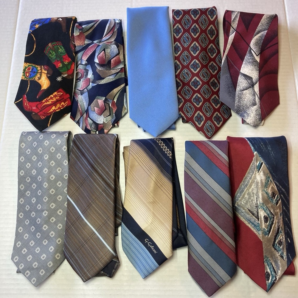 Men's Modern/Vintage Neck Tie Lot Of 10 In Fair Condition. Wear Craft Etc